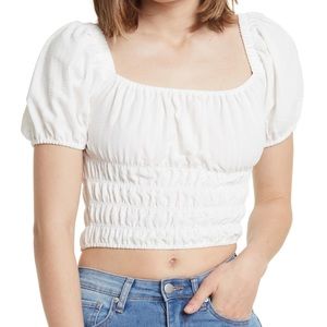 Elodie Womens Crop Top puff sleeves SZ L